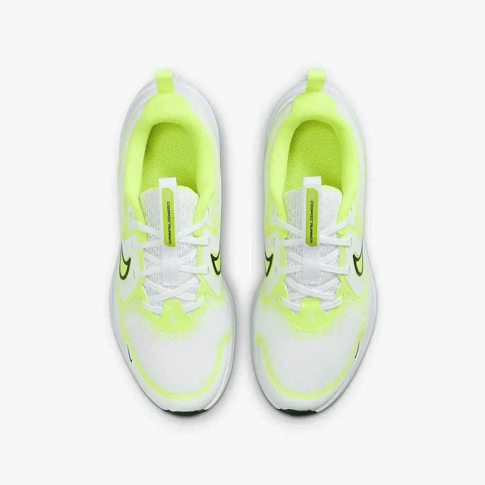 NIKE COSMIC RUNNER BIG KIDS' ROAD RUNNING SHOES ( WHITE/VOLT/BLACK) SIZE 4